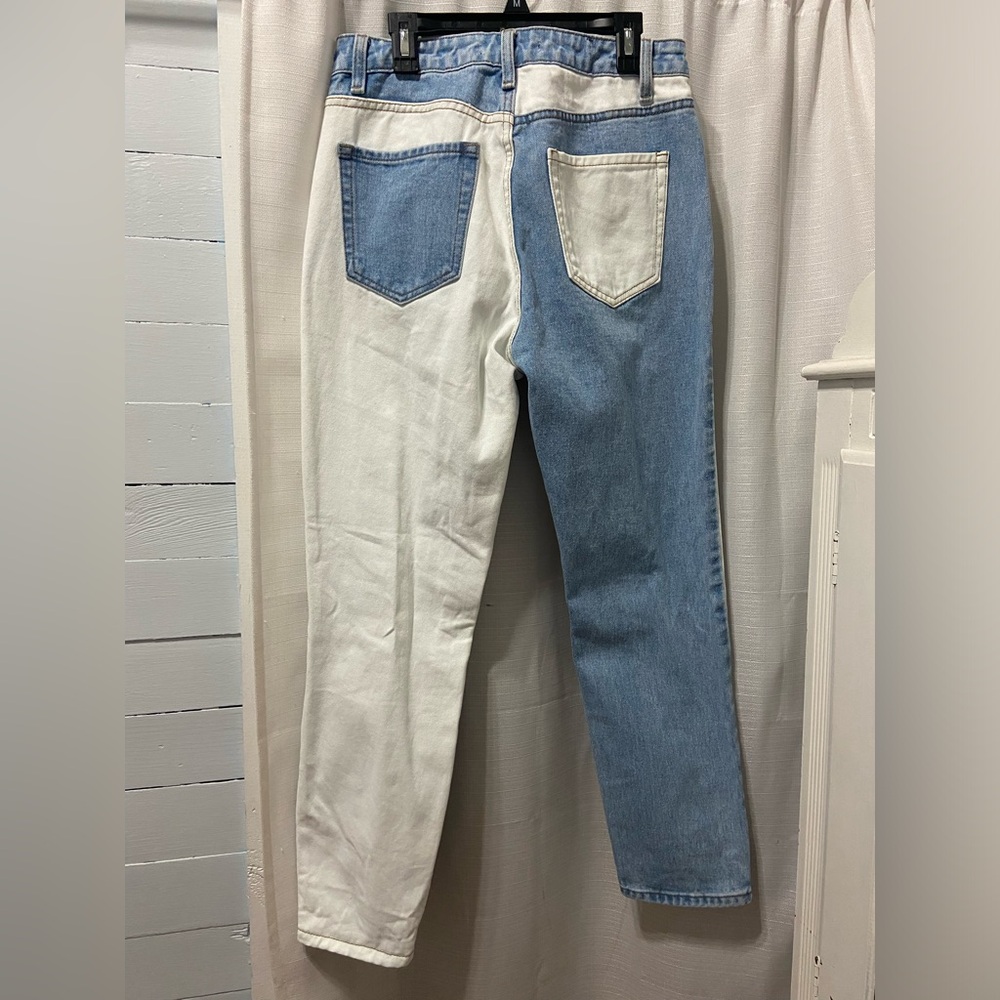 American Bazi Ripped Color Block Straight Jeans